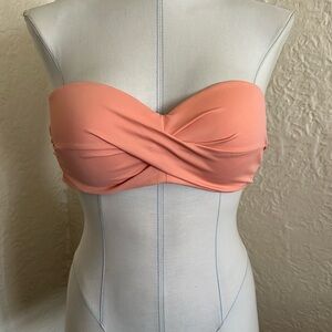 Victoria’s Secret Pink Light Orange Underwire Push Up Strapless Bikini Top Swim